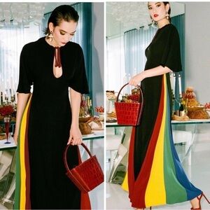 STAUD Victorian Rainbow Godet Dress